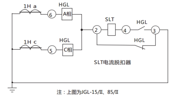 JGL-14/Ⅱ二相靜態(tài)反時限過流繼電器典型應用接線圖