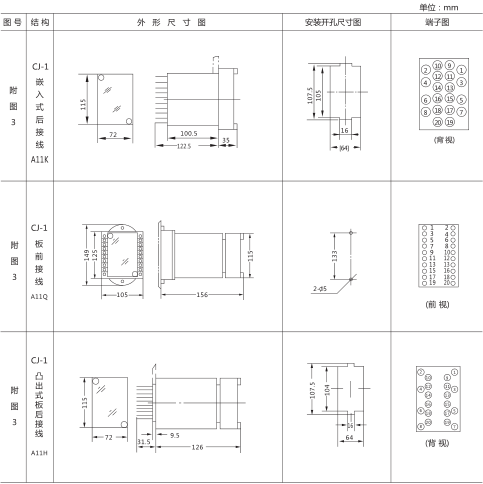 SS-61時(shí)間繼電器外形及開孔尺寸圖片