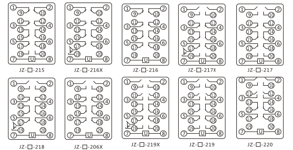 JZY（J)-213X靜態(tài)中間繼電器內(nèi)部接線圖及外引接線圖